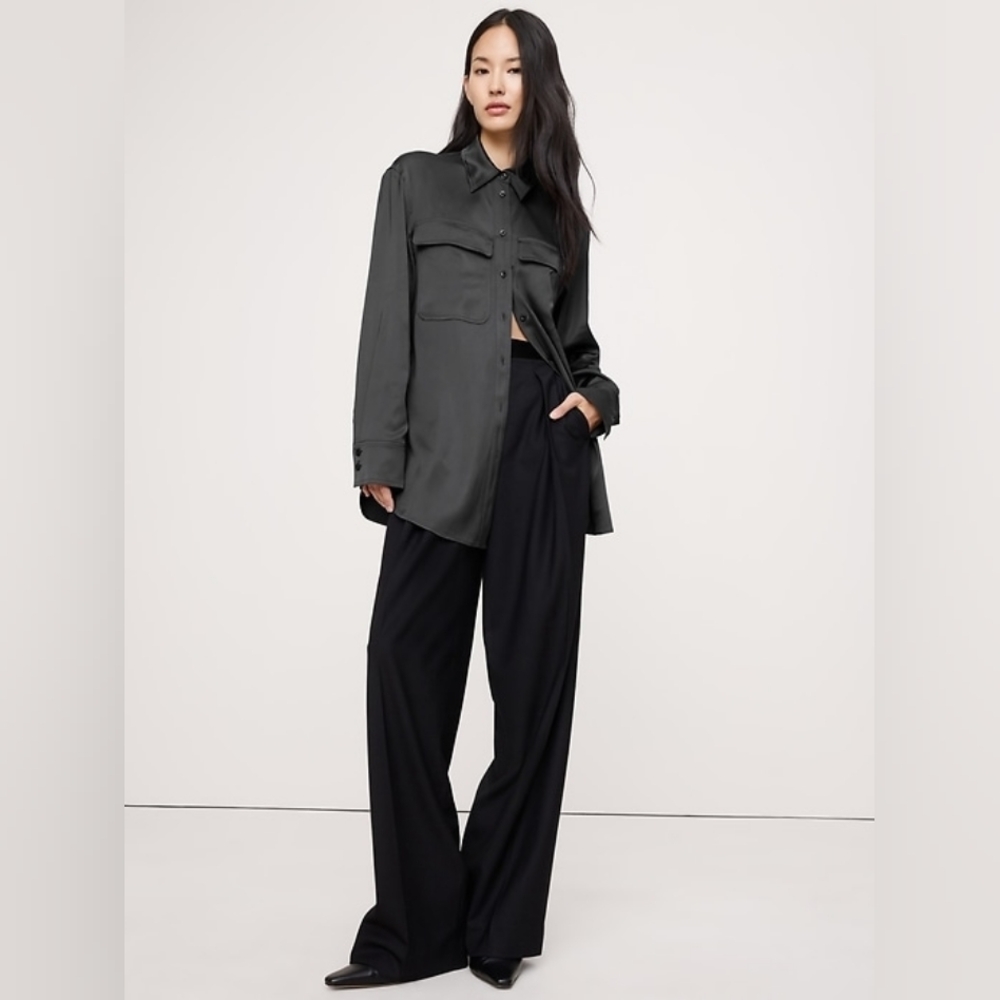 NWT Banana Republic Stretch-Satin Utility Shirt